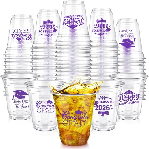 Miniatura 12 de Eaasty 200 tazas de graduación de 12 onzas 2026 vasos de plástico desechables para la clase de 2026, fiesta de graduación, felicitaciones, Azul