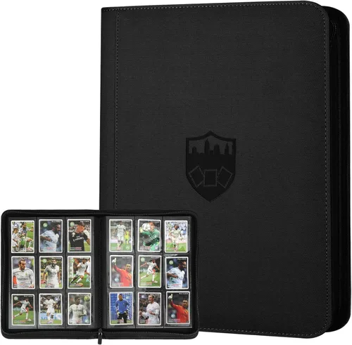 Miniatura 28 de GERMUN Carpeta de tarjetas de poliuretano, 16 bolsillos, carpetas de soporte premium para más de 1000 tarjetas, álbum de bolsillo de doble cara