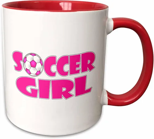 Miniatura 11 de 3dRose Soccer Girl Pink and White 11oz Two-Tone Blue Mug