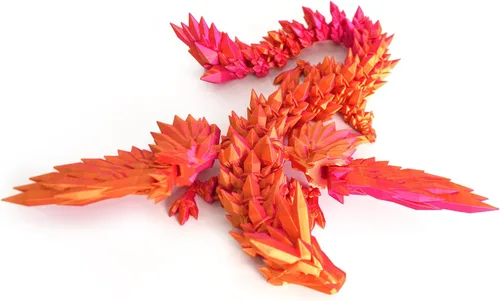 Dragón Impreso en 3D - Dragón Articulado Volador de 18 Pulgadas con Alas, Juguete Fidget de Cristal Alado Flexible, Decoración del Hogar, Regalo de