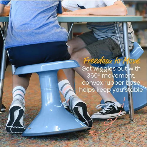 Miniatura 4 de ECR4Kids - Taburete oscilante ACE de compromiso de núcleo activo, altura del asiento de 15 pulgadas, asiento flexible, azul en polvo Azul polvoriento