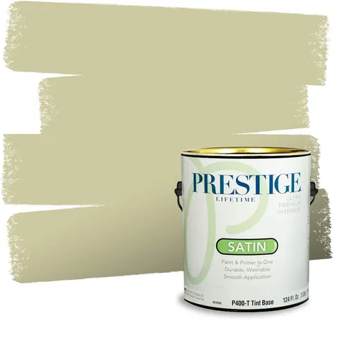 Miniatura 135 de Prestige Paints - Pintura exterior e imprimación en uno, 1 galón, plano, compatibilidad comparable con el color menta «Whipped Mint» de Behr