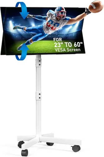 Miniatura 9 de Soporte de TV móvil para TV de 23 a 60 pulgadas LCD LED OLED de pantalla plana con pantalla curva hasta 88 libras, inclinación y altura ajustable
