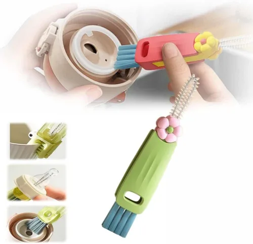 Miniatura 11 de Limpiador de Tapas de Tazas Multifuncional 3 en 1 - Juego de Cepillos de Limpieza para Hendiduras para Espacios Estrechos, Biberones y Más - A3