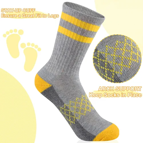 Miniatura 4 de Comfoex Calcetines deportivos de algodón para niños, calcetines deportivos medio acolchados, calcetines de pantorrilla para niños grandes