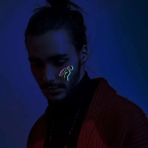 Miniatura 3 de 20 hojas de tatuajes que brillan en la oscuridad, tatuajes temporales, más de 160 estilos para adultos, fluorescentes, UV, neón, purpurina corporal