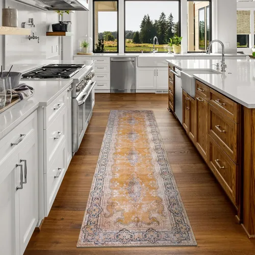 Miniatura 30 de DECOMALL Alfombra lavable de 2 pies 6 x 9 pies, alfombra para pasillo con respaldo de goma, antideslizante para cocina Rojo rosa