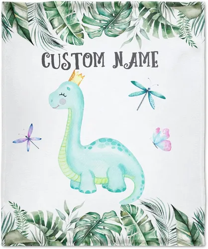 Miniatura 19 de Manta personalizada de elefante azul floral con nombre para niñas, manta con nombre personalizado para niños pequeños, regalos personalizados
