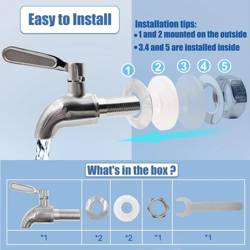 Miniatura 2 de Espiga de acero inoxidable de repuesto para Berkey Big, Travel, sistema de filtro de agua alimentado por gravedad real y otros tanques de filtro