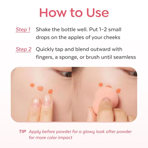 Miniatura 9 de A'PIEU Juicy-Pang Water Blusher [PK04] - Rubor líquido afrutado para mejillas, color modulable y difuminable, acabado húmedo hidratante con mezcla