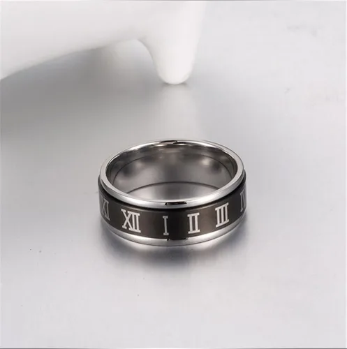 Miniatura 2 de PAURO Anillo unisex de acero inoxidable con números romanos para ansiedad