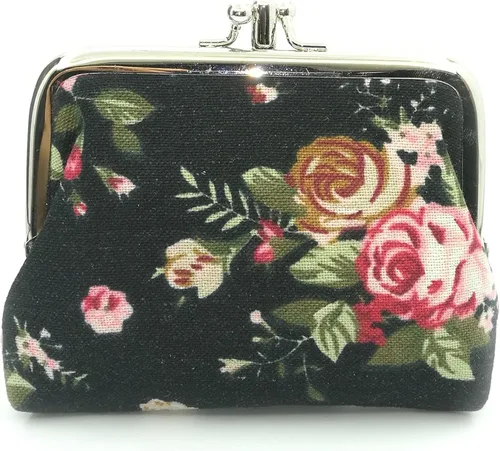 Miniatura 5 de Monedero con adorable diseño floral y hebilla bolso vintage de cierre suave