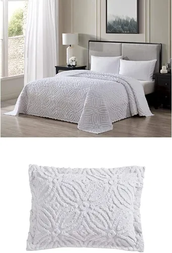 Miniatura 10 de Beatrice Home Fashions Colcha de Chenilla con Patrón Wedding Ring, Full, azul