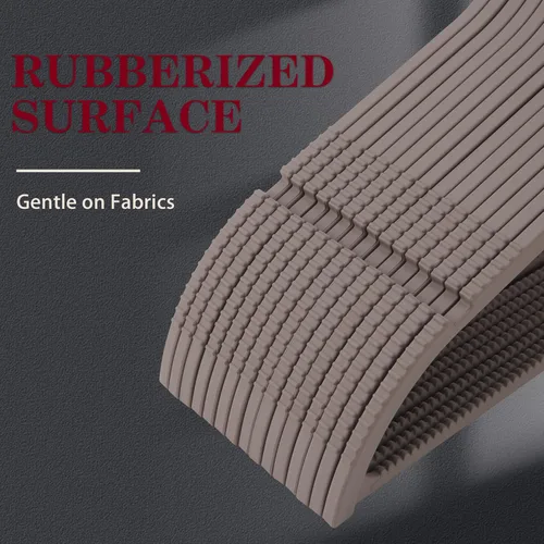 Miniatura 3 de Perchas de plástico para ropa, perchas de plástico antideslizantes de goma mejoradas, no aterciopeladas, duraderas y delgadas, 17.7 pulgadas de Gris