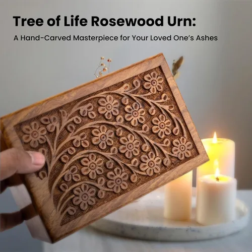 Miniatura 2 de Maravillosamente hecho a mano y artesanal árbol de la vida Grabado Urnas de madera para las cenizas humanas Adulto por STAR INDIA CRAFT - Urnas