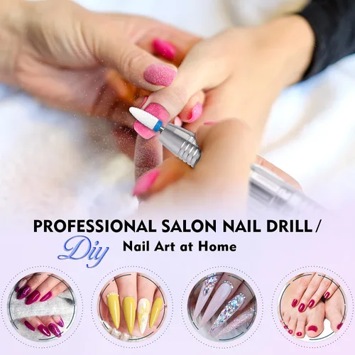 Miniatura 7 de IMENE - Taladro de uñas profesional, 35,000 rpm, portátil, sin escobillas, recargable, con file, perfecto para uñas acrílicas, gel, naturales (negro)