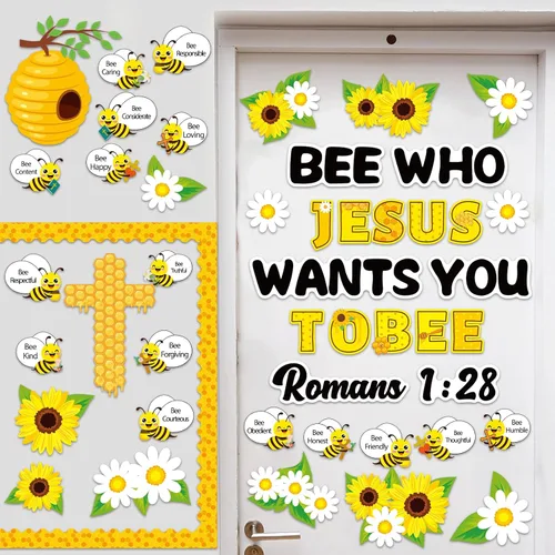 Miniatura 3 de gisgfim Decoración de tablón de anuncios de primavera con diseño de abeja Jesús, abeja, Jesús quien quiere que te abeja, decoración de aula