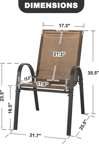 Miniatura 3 de NUU GARDEN Juego de 4 sillas de comedor para patio, sillas apilables para exteriores con respaldo alto, asientos de textileno para todo