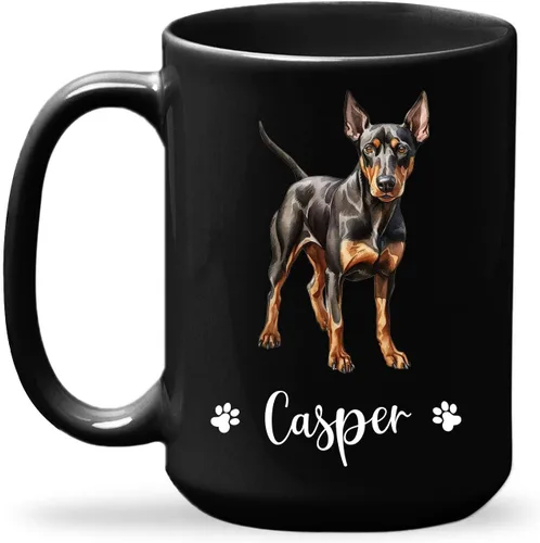 Miniatura 19 de Taza de viaje negra personalizada con nombre a elegir de 11 onzas, 15 onzas, taza de cerámica personalizada para perros Chihuahua, regalo