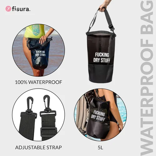 Miniatura 2 de Fisura Waterproof Dry Bag 5 Litres Blue Dry Bag with Roll Up Closure and Shoulder Strap. 29 x 41.5 cm