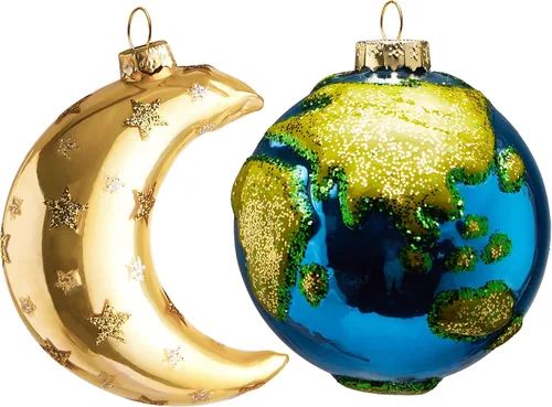 Miniatura 8 de Joiedomi Adornos de luna de Navidad, decoración de luna de vidrio soplado con purpurina para colgar en el árbol, decoración de Navidad al aire