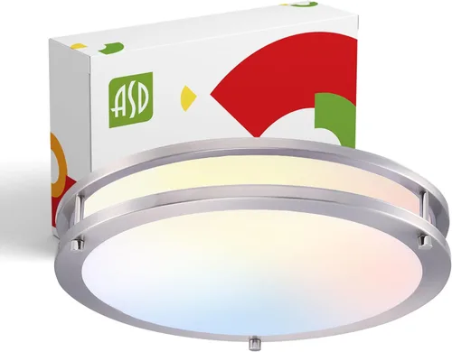 Miniatura 27 de ASD Lámpara LED de techo de montaje empotrado de 18 pulgadas, interruptor de 28 W, 100-277 V, 2750 lúmenes, 3000 K/4000 K/5000 K, regulable, Níquel