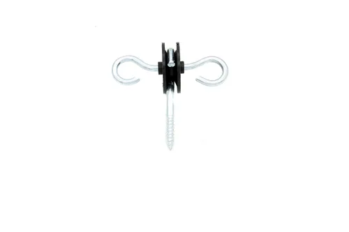 Miniatura 4 de JBT Anclaje eléctrico de mango de puerta atornillado para valla de 2 anillos, aislador de poste de madera, negro (4)