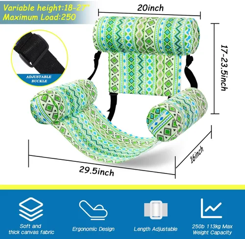 Miniatura 2 de Paquete de 3 flotadores inflables para piscina, sillas flotantes para adultos, hamaca ajustable, silla flotante de agua, natación, patrón de plantas