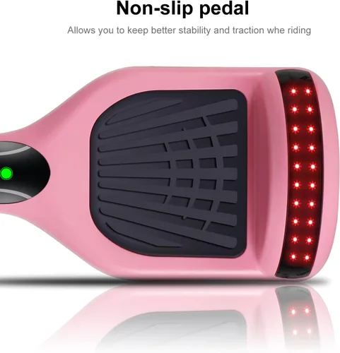 Miniatura 6 de FLYING-ANT Patinete autoequilibrante de 16.51 cm con altavoz y luces LED rojas Rosa