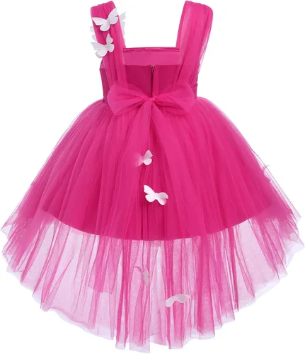 Miniatura 2 de Vestido de tutú con lentejuelas y lazo alto y bajo, vestido de pétalos de encaje, princesa, concurso, boda, fiesta de cumpleaños, vestido formal