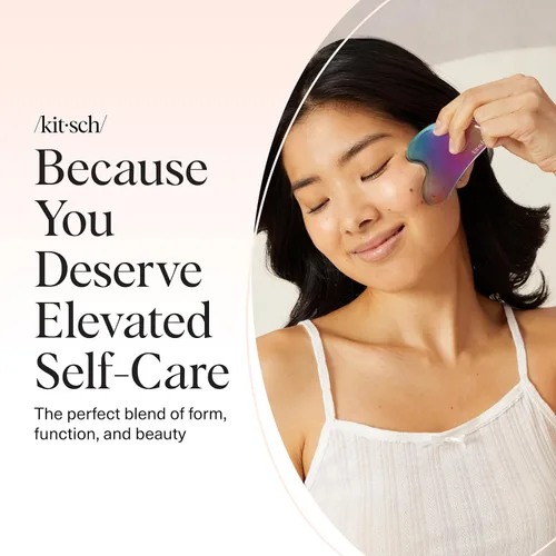 Miniatura 8 de Kitsch Herramientas faciales Gua Sha de acero inoxidable - Herramienta Guasha para cara, herramienta de escultura facial, masajeador de cuello
