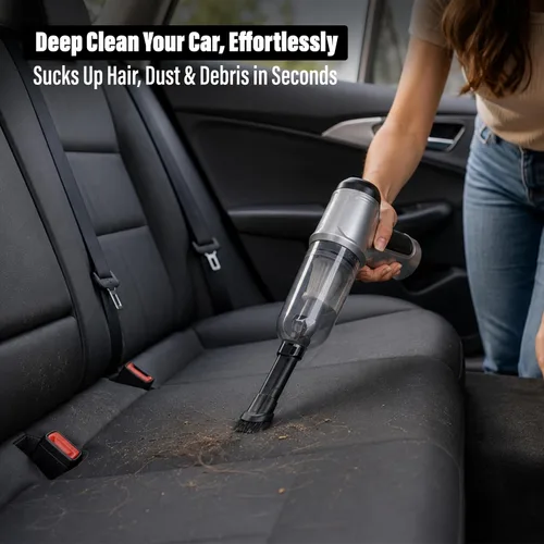 Miniatura 4 de EcoNour Aspiradora de mano inalámbrica 3 en 1 para automóvil, 120 W de potencia, 12,000 Pa de alta succión, baterías recargables duales, eliminador