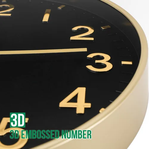 Miniatura 6 de Reloj de pared bakbrand de 12 pulgadas, negro, moderno, simple, de cuarzo, decorativo, silencioso, sin tictac, funciona con pilas, reloj redondo