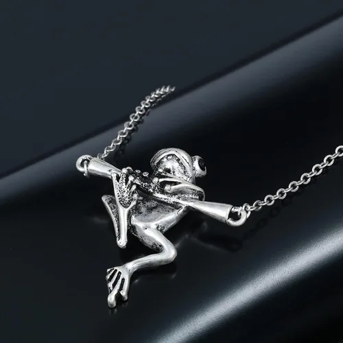 Miniatura 3 de Juego de collares de rana para colgar en forma de árbol de plata, diseño de rana y animales retro, divertido, vintage, para mujeres y niñas, regalo