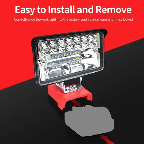 Miniatura 5 de Luz de trabajo LED inalámbrica compatible con batería Milwaukee 18V m18, 80W 6000LM linterna portátil m18 para iluminación en el lugar de trabajo