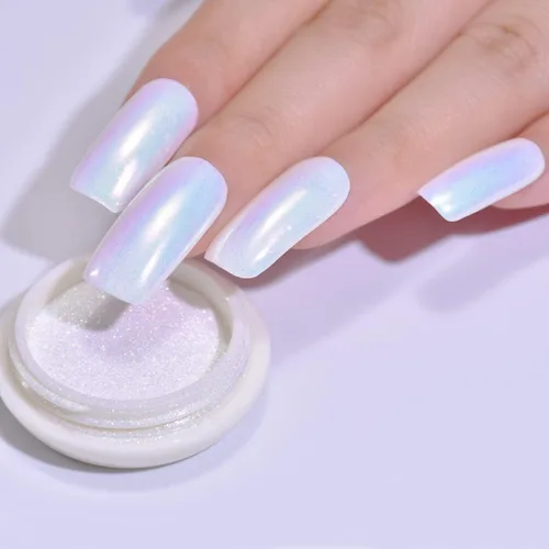 Miniatura 8 de 1 caja de polvo de uñas cromado, sirena, purpurina en polvo, polvo de perla, polvo holográfico, cromo, decoración de uñas, arte de uñas holográfico