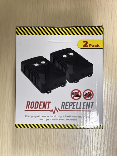 Miniatura 8 de Tirgo 2 piezas Repelente de Roedores para Coche Bajo el Capó, Repelente de Ratones Ultrasónico con Luz Estroboscópica, Alimentado por Batería