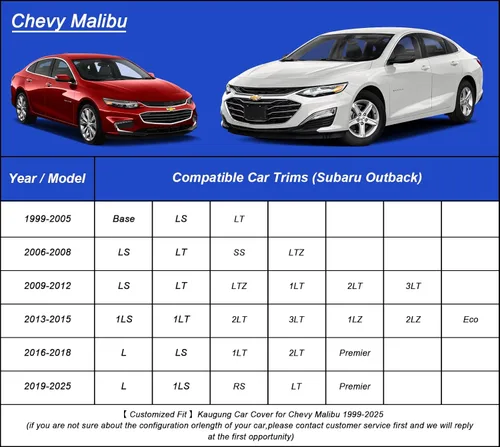 Miniatura 2 de Kaugung - Funda para auto a medida para Chevy Chevrolet Malibu (2016-2025), impermeable para todo tipo de clima, cubierta exterior completa