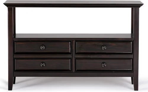Miniatura 4 de SIMPLIHOME Amherst - Mesa consola – Mesa de sofá de madera maciza de 48 pulgadas de ancho en color marrón nogal, mesa de almacenamiento