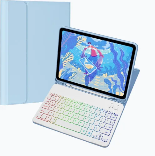 Miniatura 8 de Funda para teclado Galaxy Tab S6 Lite de 10.4 pulgadas 2024/2022/2020, cubierta de teclado Bluetooth magnético desmontable con retroiluminación de 7