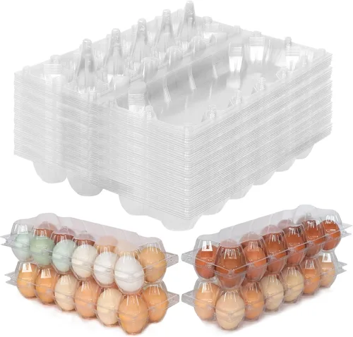 Miniatura 8 de SINLUCESCE 100 Paquetes de Cajas de Huevos Baratos a Granel, Plásticas para 12 Huevos, Cajas de Huevos Transparentes de 3 * 4 Cuadrículas, Perfectas