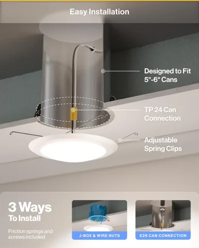Miniatura 5 de Sunco Paquete de 24 Luces de Disco LED de 4 Pulgadas, Luces Empotradas de Disco de Montaje al Ras para Techo, 650 LM, CCT Seleccionable