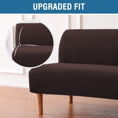 Miniatura 3 de H.VERSAILTEX - Funda elástica para sofá o cama, licra de alto elastano, lavable a máquina, tela Jacquard para sofá, futón Chocolate
