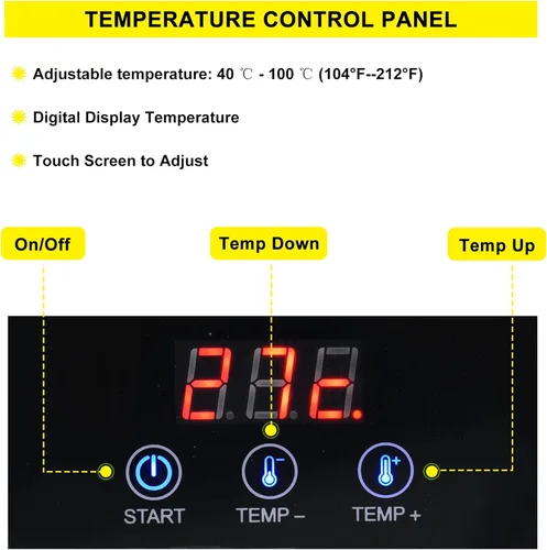 Miniatura 4 de Juego de 2 platos de cocina con tapa enrollable, calentador de alimentos y calentadores, pantalla digital, bandeja de calentamiento de temperatura