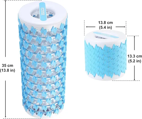 Miniatura 2 de Rodillo de espuma plegable para ejercicio y recuperación (13 pulgadas), fácil de transportar a 5.5 pulgadas (azul)