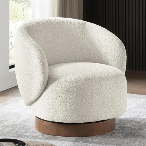 Miniatura 7 de KISLOT Silla giratoria moderna de barril redondo con tela tapizada de rendimiento para sala de estar, dormitorio, sala de espera, 1 caja