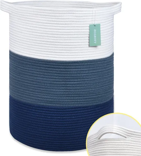 Miniatura 15 de Cesta Extra Grande para Mantas 87L, Cesta para Ropa Sucia, Cesta de Guardería para Bebés para Almacenamiento de Juguetes, Ropa y Toallas, Cesta