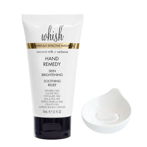 Miniatura 7 de Whish Remedio de manos de coco - Leche de coco y verbena, crema de manos orgánica con ácido glicólico para manos secas, envejecidas, exfoliante e
