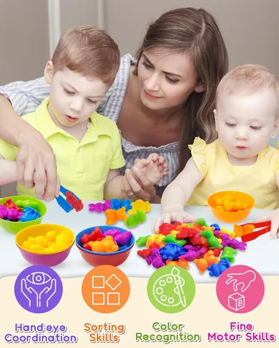 Miniatura 4 de Yetonamr Juguetes Montessori de contar dinosaurios para niños y niñas de 3, 4 y 5 años, actividades de aprendizaje preescolar, juguete para niños