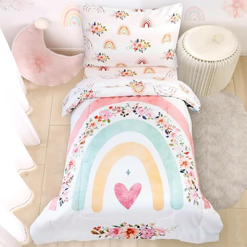 Miniatura 17 de Pea Pod Juego de ropa de cama de muselina para niños pequeños arcoíris de 3 piezas - Ropa de cama suave y transpirable para cuna con sábana